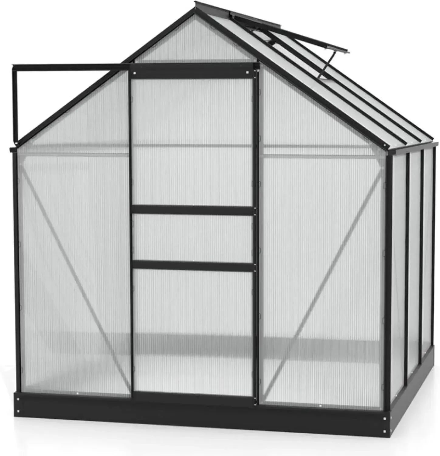 Vitavia Gewächshaus Planet 3800 mit stabilem Fundament, 3,8 m², Schwarz, UV-beständige 6 mm HKP