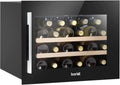 Weinkühlschrank mit 28 Flaschen Kapazität, 60 cm, Holzregale & LED-Beleuchtung, Schwarz