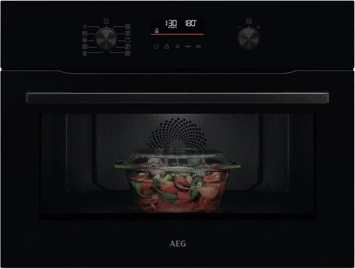 AEG Kompaktbackofen mit Mikrowelle, 40L, Schwarz