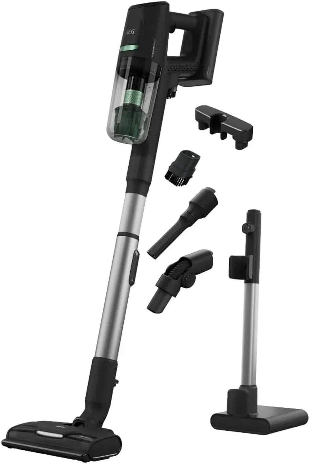 AEG Ultimate 8000 Öko Akku-Staubsauger mit 5-Stufen-Filtrierung, Digitalanzeige und Multi-Bodendüse, aus 65% recyceltem Material, Wechselakku, 400ml, Schwarz