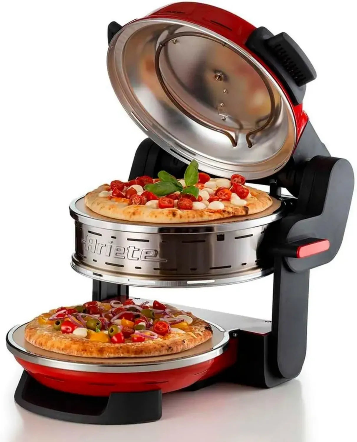 Ariete Pizzaofen 927 mit 5 Stufen, feuerfesten Platten, 400°C, 32 cm, 2300W, Rot