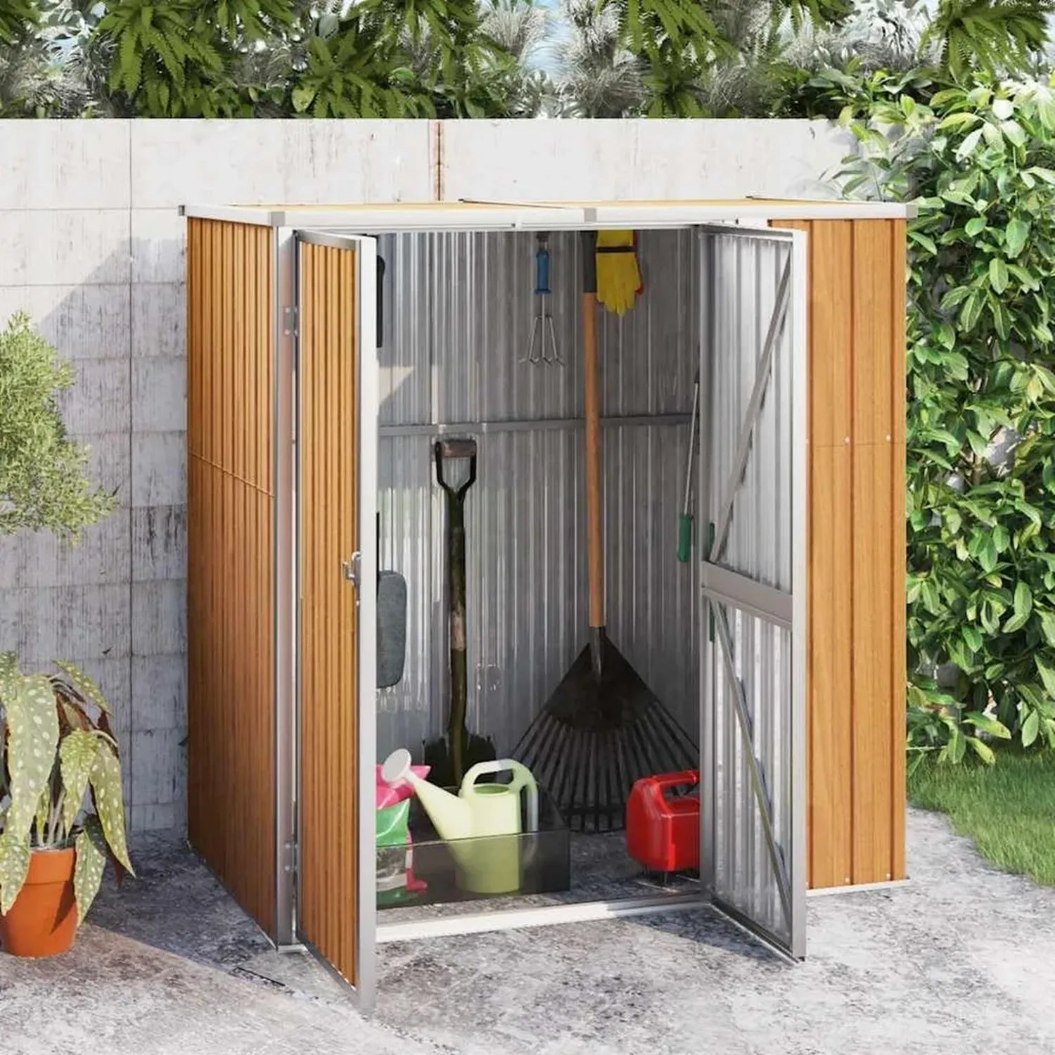Hochwertiges Geräteschuppen aus verzinktem Stahl 161x89x161 cm für Garten