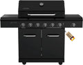 Nexgrill Deluxe 6+1 Gasgrill matt schwarz mit Seitenbrenner und Gusseisenrosten