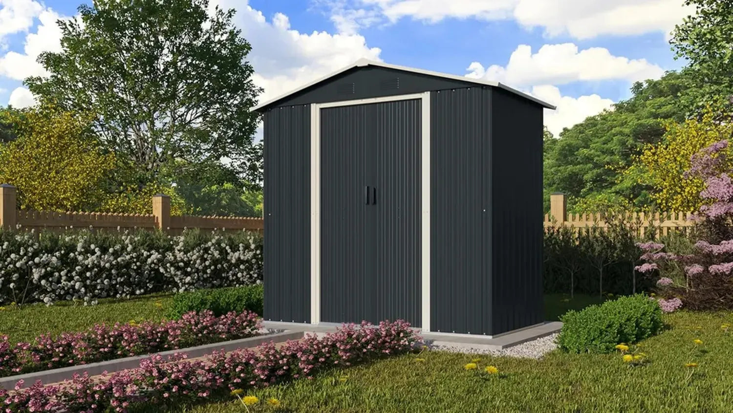 Pergart Metallgerätehaus Düsseldorf II 64', schwarz, wetterfest & robust, 1,73 m², zur sicheren Aufbewahrung im Garten