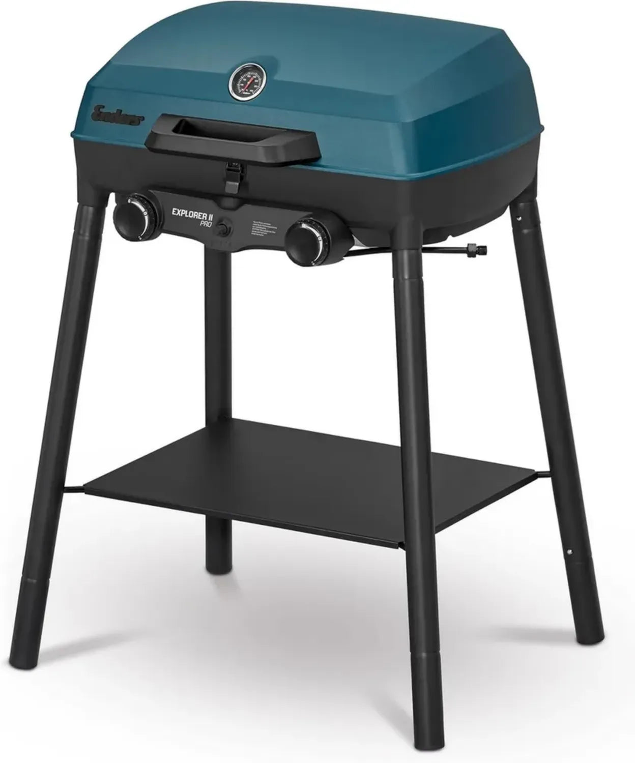Enders Camping Gasgrill Explorer II Pro mit Thermometer, 2 Edelstahlbrenner, multifunktional für Grillen, Kochen und Backen, ideal für Balkon und Picknick