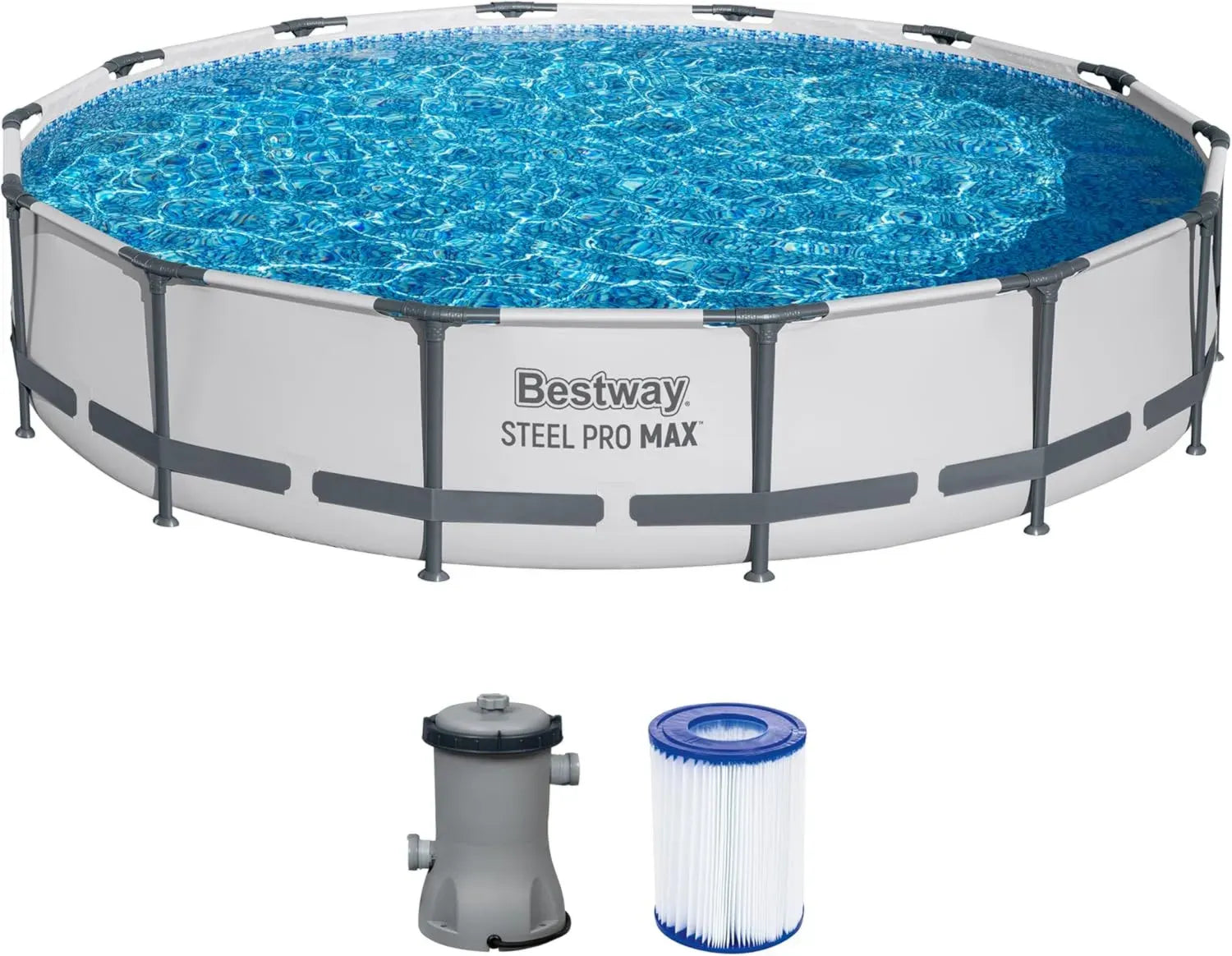 Bestway Stahlrahmen-Pool-Set Ø 427 x 84 cm mit Filterpumpe, grau, rund