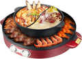 Elektrischer Tischgrill und Hot Pot 2-in-1, 2200W, mit separater Temperatursteuerung und abnehmbarem Deckel