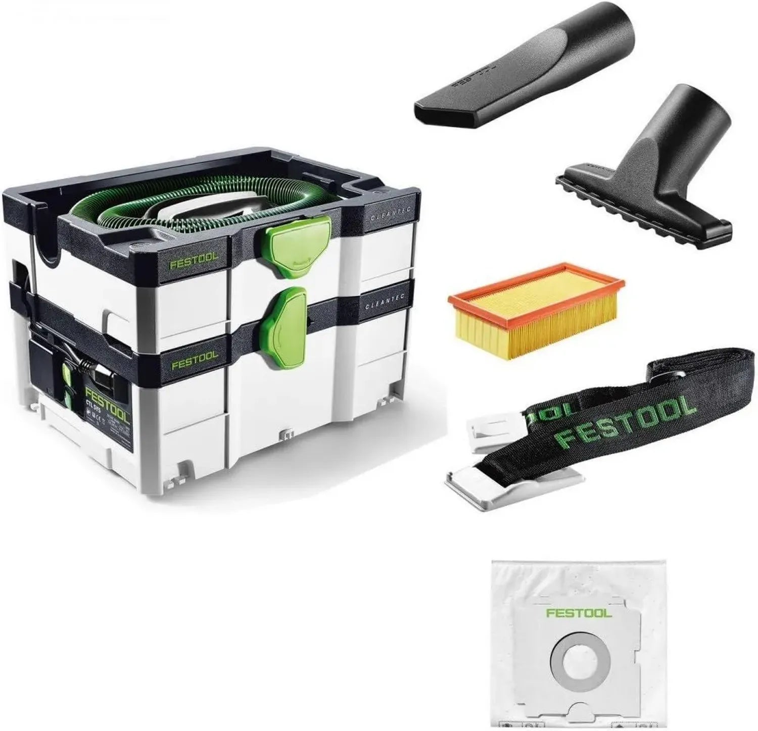 Festool CTL SYS Kompakter Staubsauger in Schwarz/Grün/Weiß