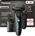 Panasonic Serie 800 Elektrorasierer für Nass- und Trockenanwendung, 5-fach Scherkopf mit Linearmotor, Reinigungs- und Ladestation, Schwarz