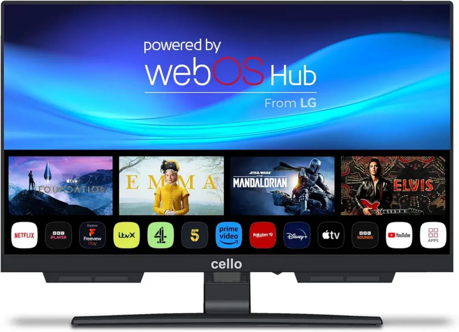 Cello 19 Zoll Smart-TV mit WebOS, Bluetooth und kraftvollem Lautsprecher, ideal für Küche und Schlafzimmer
