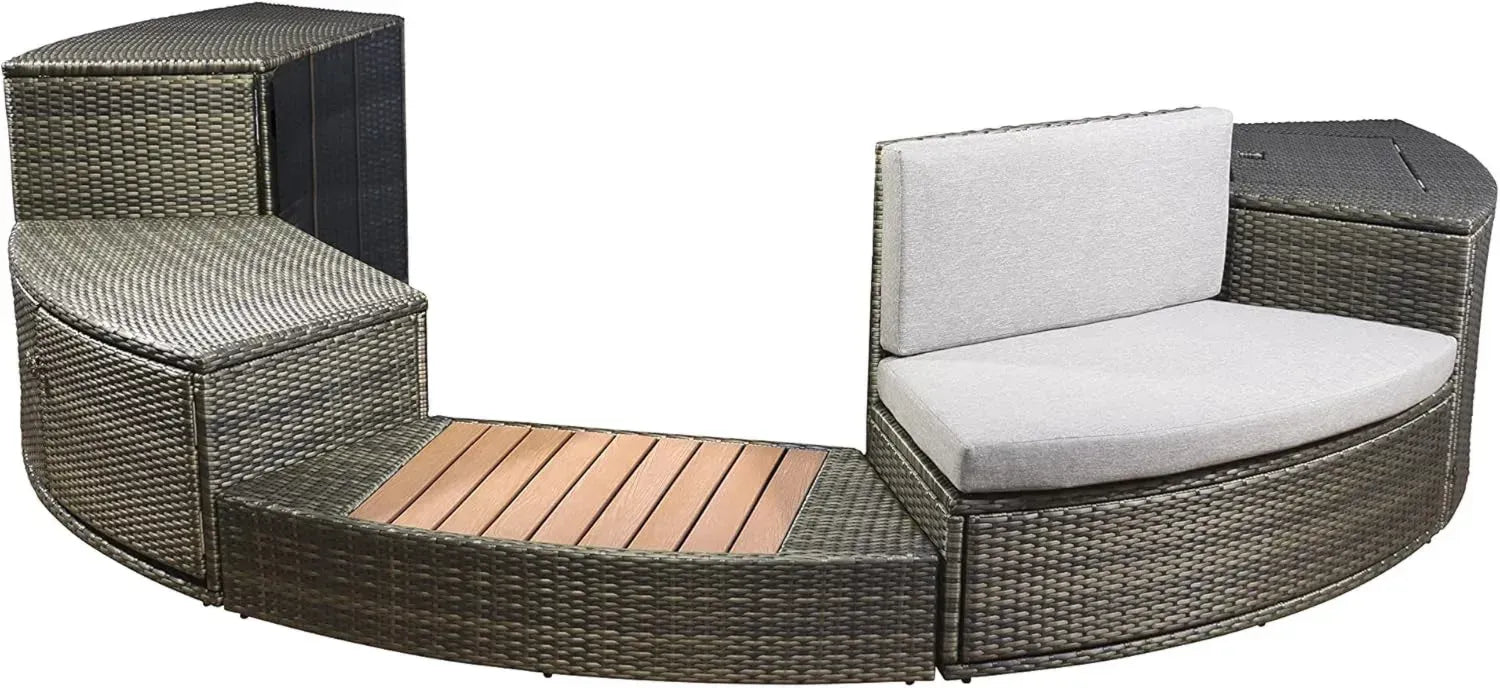 NETSPA Octopus 165 - Halbstarre Spa-Möbel mit 5 Modulen aus PVC-Holz-Verbundstoff in Schwarz