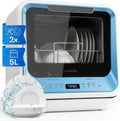 Klarstein Amazonia Mini Tischspülmaschine – Kompakter Geschirrspüler mit 5L Wassertank, 7 Programmen, Leise 58dB, Energieklasse D, Ideal für kleine Küchen und Reisen, Blau
