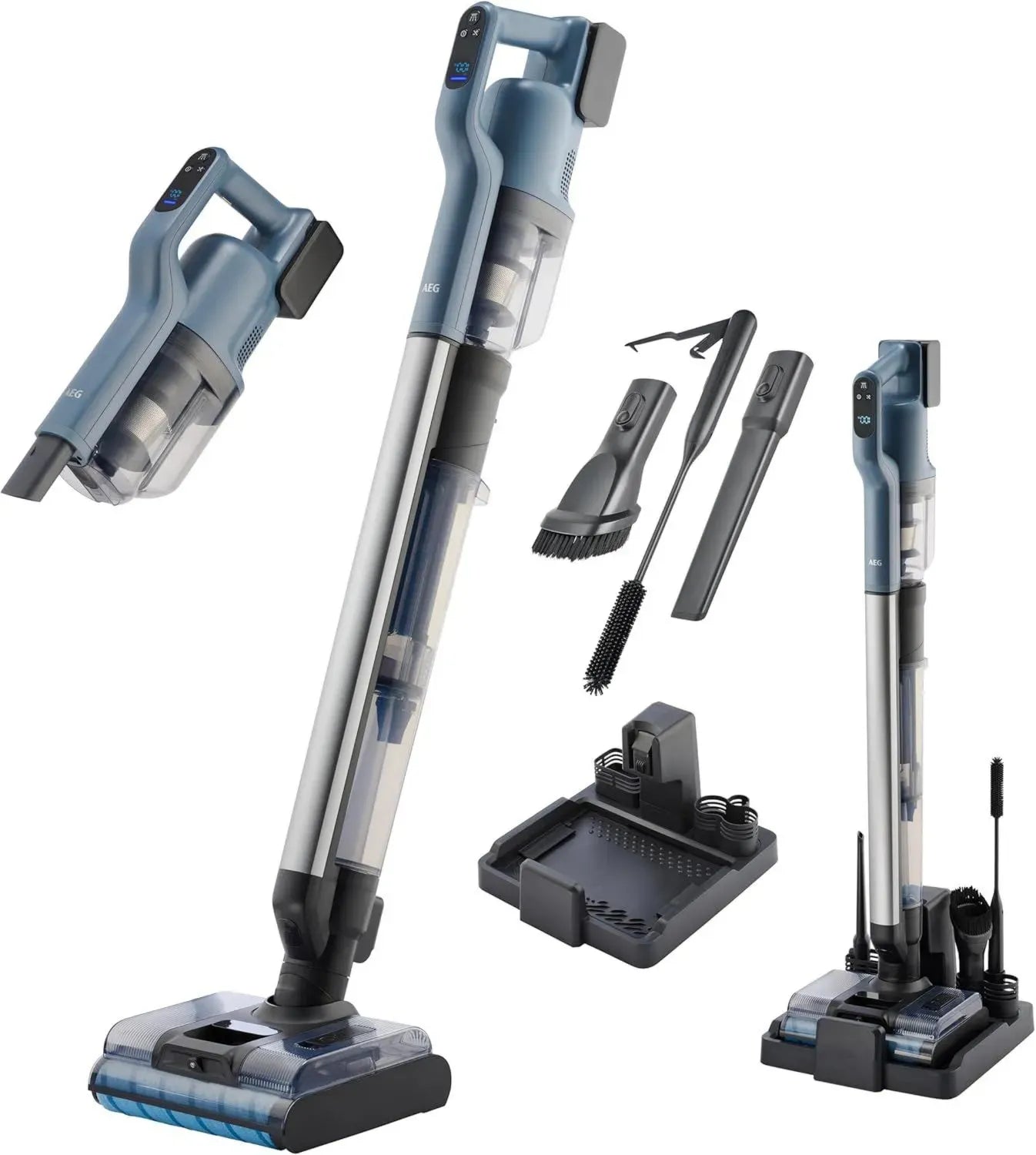 AEG Kabelloser 2-in-1 Nass-Trocken-Staubsauger mit Wischfunktion, 18000 Pa, Selbstreinigung, Intelligente Schmutzerkennung, Automodus, Blau