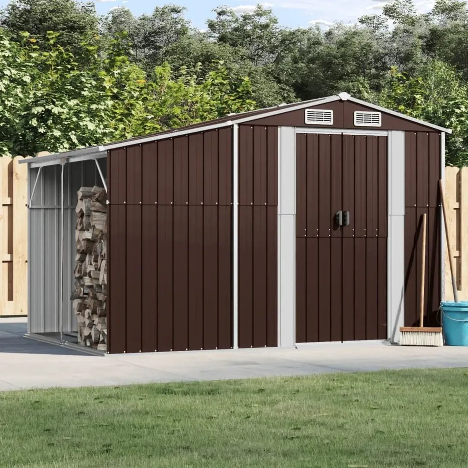 Robustes Gerätehaus aus Verzinktem Stahl, 277x193x179 cm, Ideal für Garten und Fahrräder