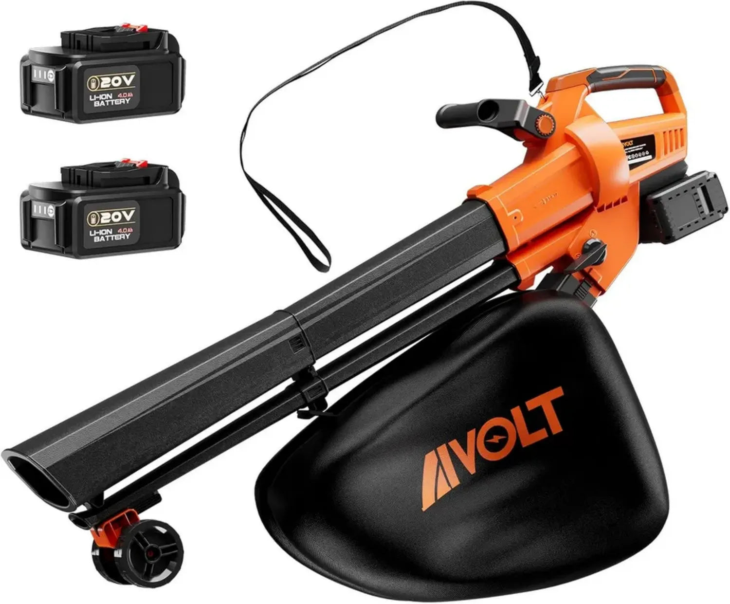 AIVOLT 40V Akku-Laubbläser & -sauger Set, 3-in-1: Blasen, Saugen, Mulchen, mit 2x 4Ah Akkus, 6 Geschwindigkeitsstufen, 257 km/h, 40L Fangsack, Schultergurt, kabellos für Garten und Hof