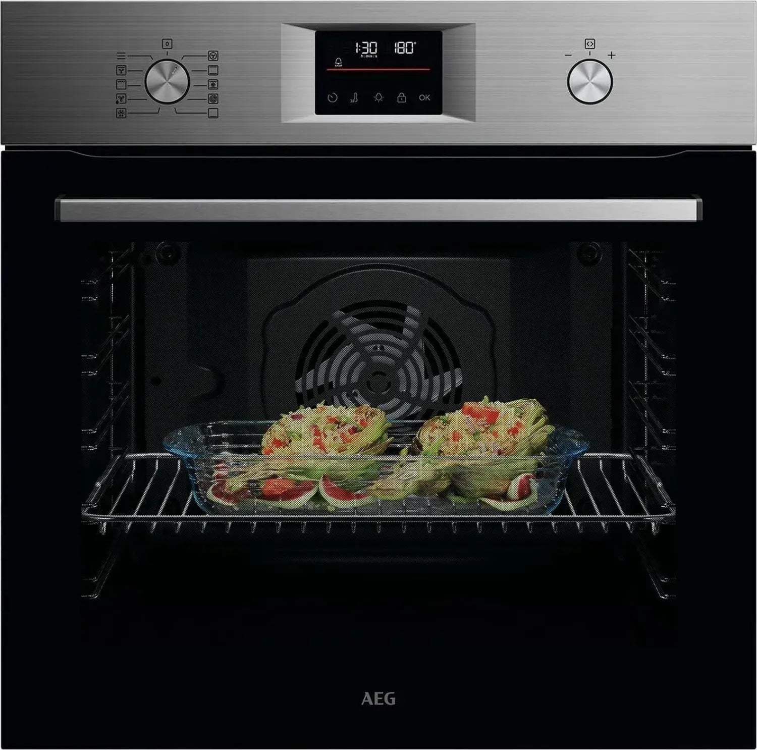 AEG Einbaubackofen – Effiziente Hitzeverteilung, Pyrolyse-Reinigung, 45 Automatikprogramme, LED-Touchscreen, Schnelles Aufheizen, Edelstahloptik