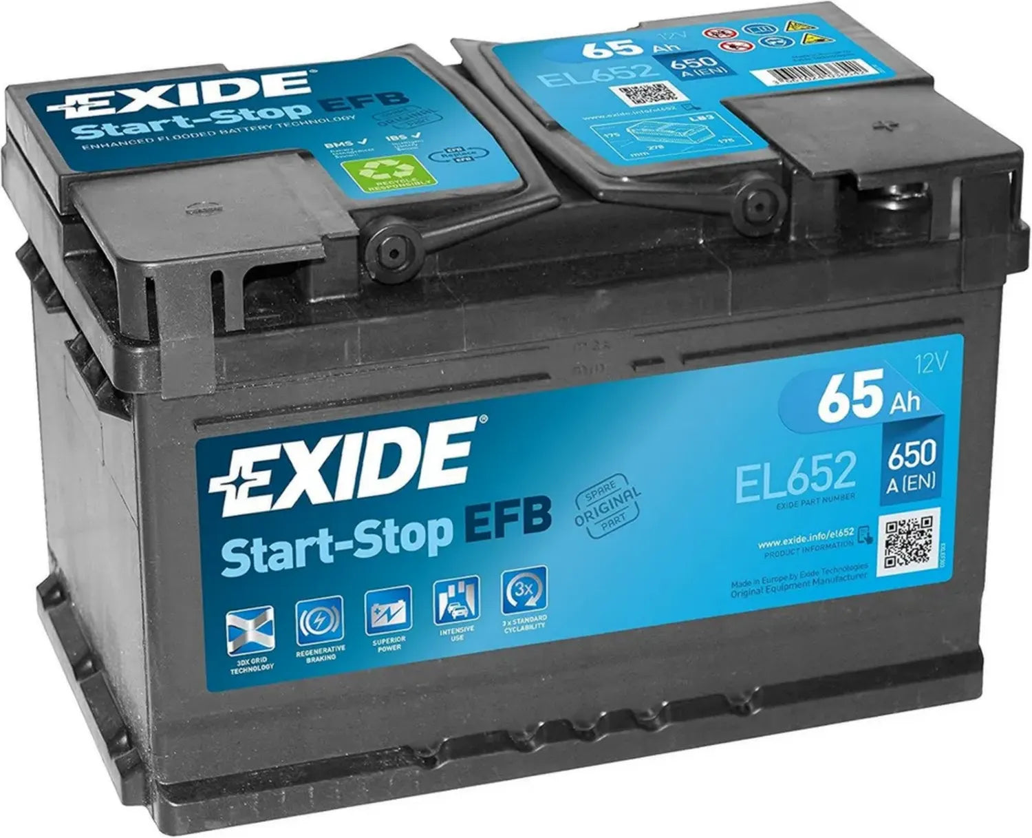 Exide EL652 EFB Start-Stop Autobatterie 12V 65Ah 650A
