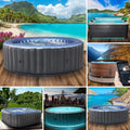 BRAST Aufblasbarer Whirlpool für 4-8 Personen, Rund und Eckig, Ø 125-224 cm, In- und Outdoor, Bis zu 144 Massagedüsen, Inklusive Aufblasfunktion, Abdeckung, Timer und Heizung