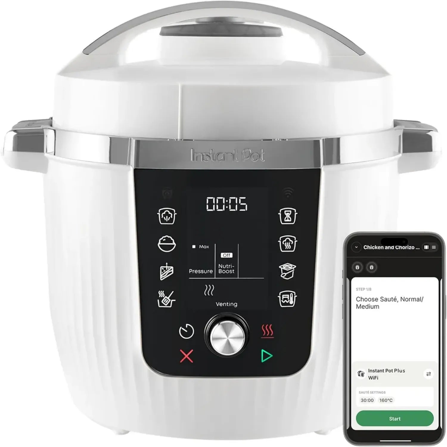 Instant Pot Pro Multikocher 5,7 l - 10 Funktionen, weiß, spülmaschinenfest
