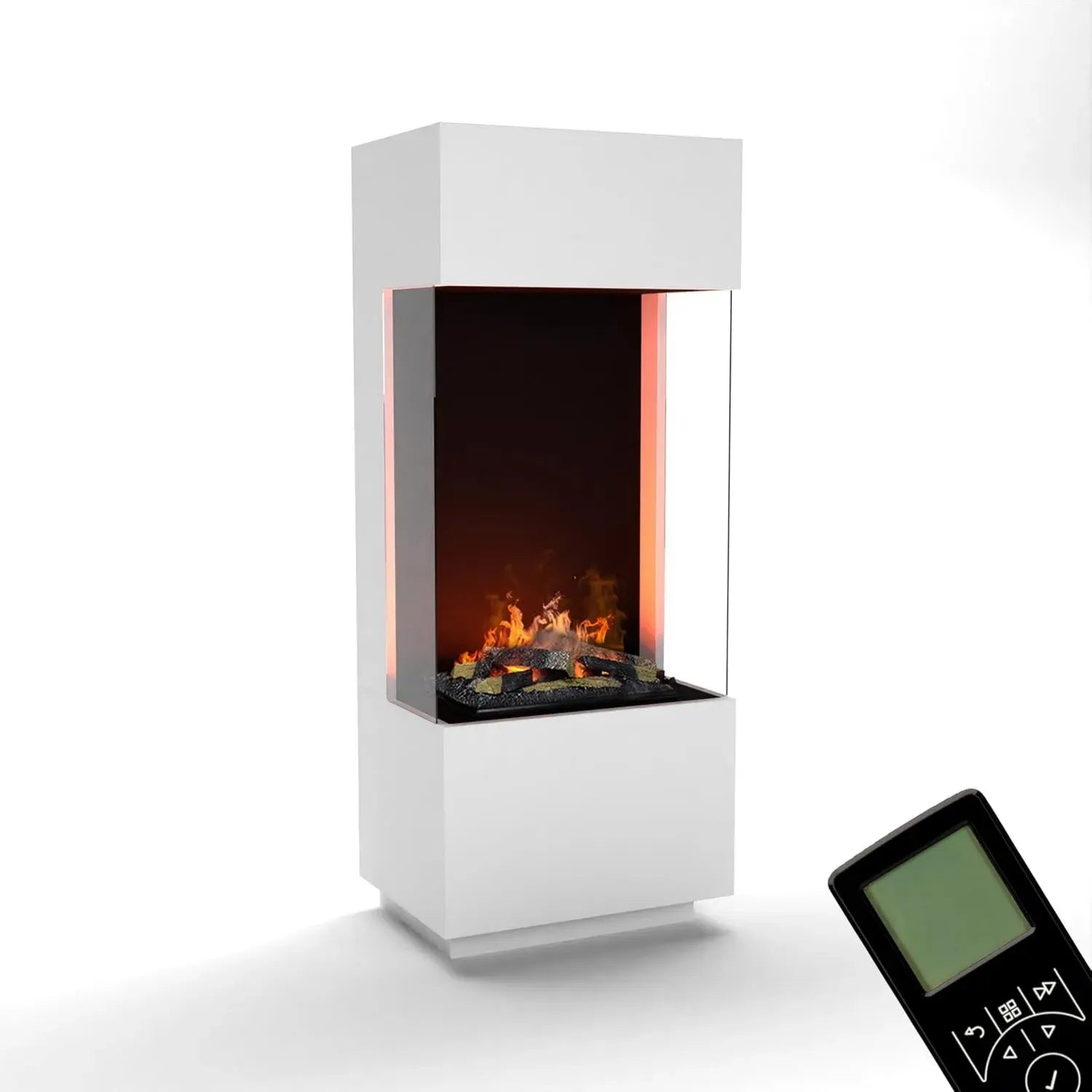 Elektrokamin mit Wasserdampf, LED 3D-Flammen & Knistereffekt, 55x136x40 cm, Weiß