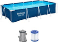 Bestway Stahlrahmenpool Set mit Filterpumpe 400 x 211 x 81 cm, rechteckig, dunkelblau