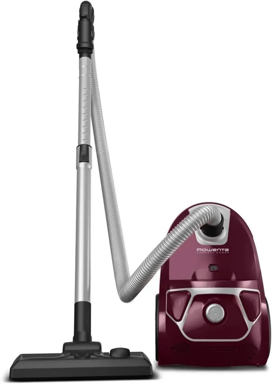 Rowenta Kompakter Beutelstaubsauger, 750W, 3L, Multifunktionsdüse, Heim & Auto-Set, für alle Böden, dunkelrot/silber
