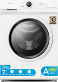 Midea 7kg Waschmaschine mit Inverter-Motor und Dampffunktion, 1400 U/Min, Kindersicherung, AquaStop, weiß