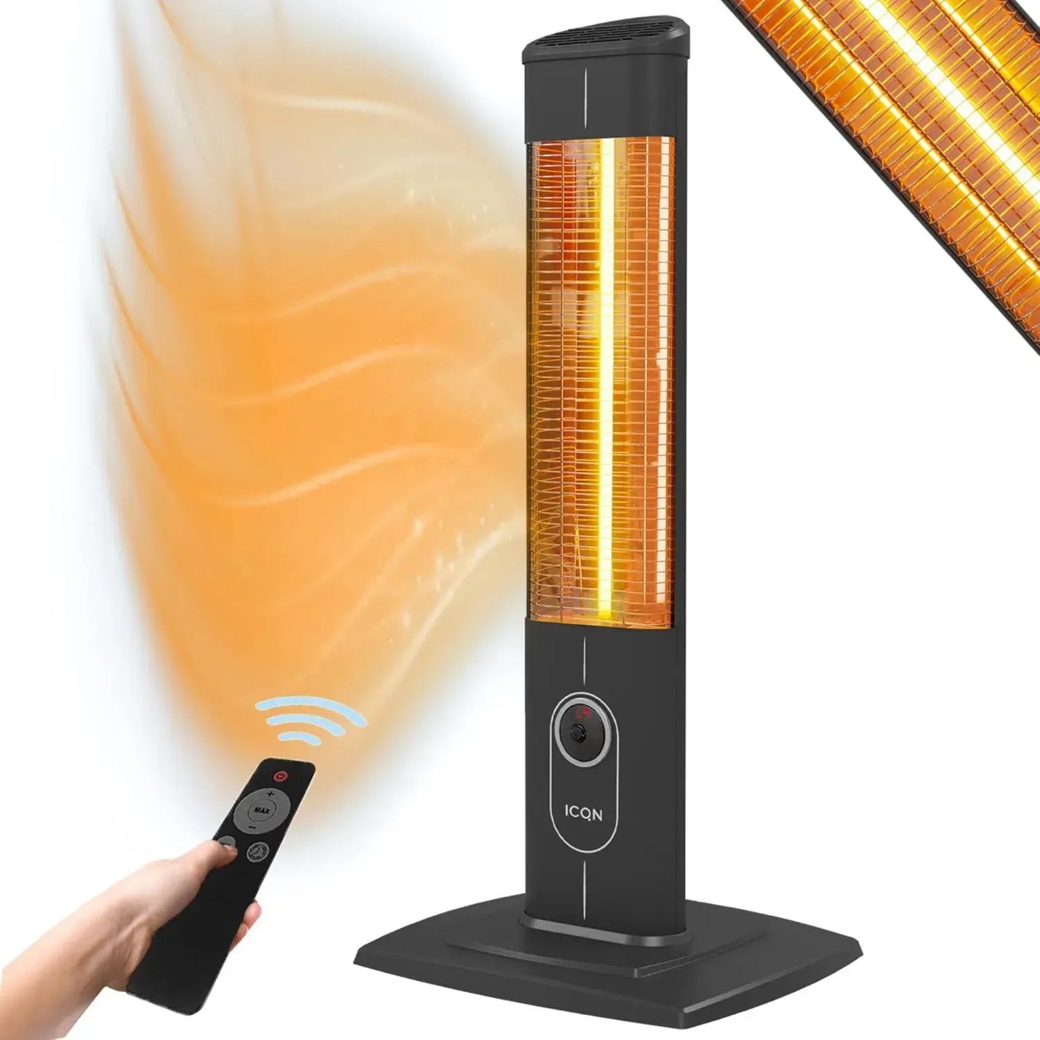 ICQN Infrarot-Standheizstrahler 2300W mit Fernbedienung, Innen- & Außenbereich, Digitalanzeige, IP20