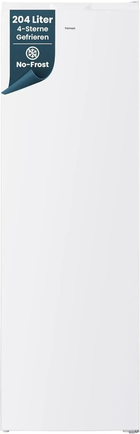homeX großer NoFrost Gefrierschrank - 204L, 4-Sterne, Super-Frost, leise 39 dB, freistehend, Weiß