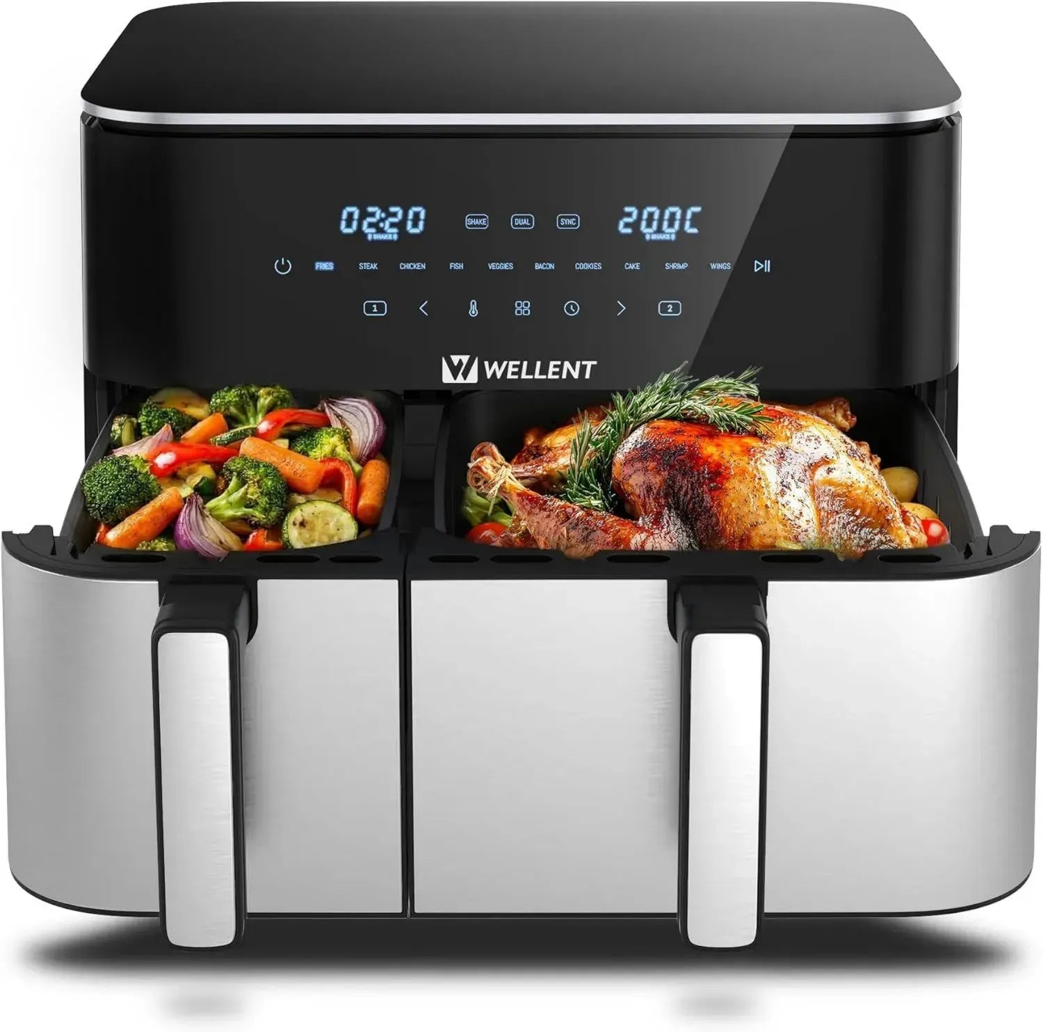 Doppelkammer Heißluftfritteuse 11L, 2600W - XXL Airfryer mit Touchscreen, 10-in-1 Funktion