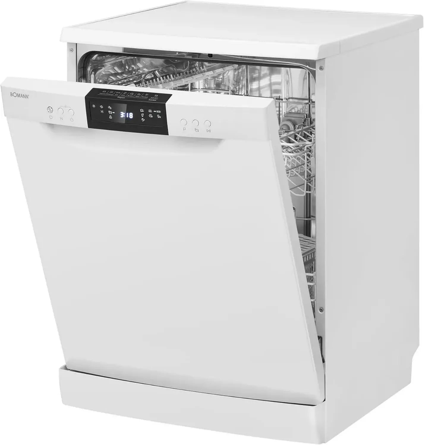 Bomann Geschirrspüler 60 cm, 14 Maßgedecke, Unterbau, 7 Programme, Startzeitvorwahl, Weiß