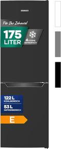 Heinrich Kühl-Gefrierkombination 175L, große Kapazität, leise, Schwarz, Energieklasse E