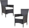 Casaria® 2er Set Gartenstühle aus Polyrattan mit Kissen, stapelbar, wetterfest, belastbar bis 160 kg, für Balkon - Braun