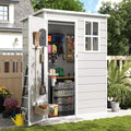 Wetterfestes Amopatio Gartenhaus 3.9 m³, 152x92x192cm, Kunststoffharz mit Fenster, Fahrradgarage, Outdoor-Lagerung für Mülltonnen im Garten, Sandsteinfarben