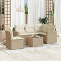 Polyrattan Gartenmöbel Set mit Stauraum - 6-tlg Sofa Lounge für Balkon und Terrasse in Beige und Creme
