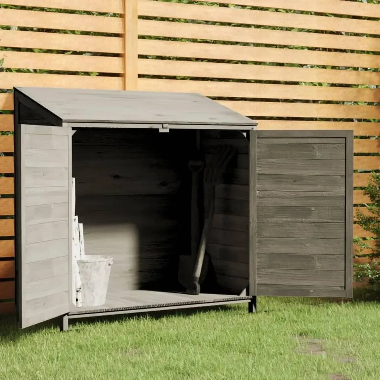 Tidyard Gartengeräteschrank aus Metall, anthrazit, 102x52x112 cm, wetterfestes Tannenholz