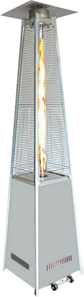Terrassen-Heizstrahler Pyramidendesign 48000 BTU Propan mit Rollen und Abdeckung, Schwarz-Silber, für Innen- und Außenbereich