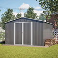 Großes Metallgerätehaus 300x252x191 cm mit Satteldach, 6,91 m² aus Stahl, abschließbare Schiebetüren, belüftet, wetterfest, Grau
