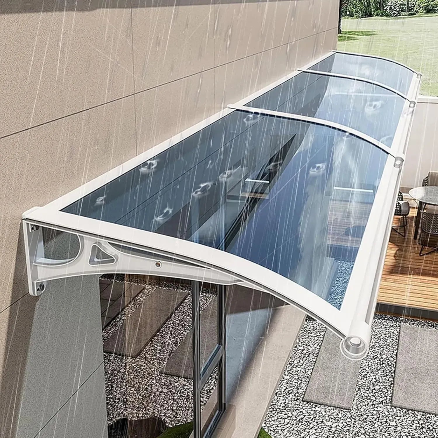 Moderne Haustürüberdachung mit UV- und Regenschutz, Polycarbonat Pultvordach 60x140cm