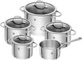 ZWILLING Edelstahl Kochtopf-Set 5-tlg. mit Glasdeckeln, Induktion geeignet, Silber