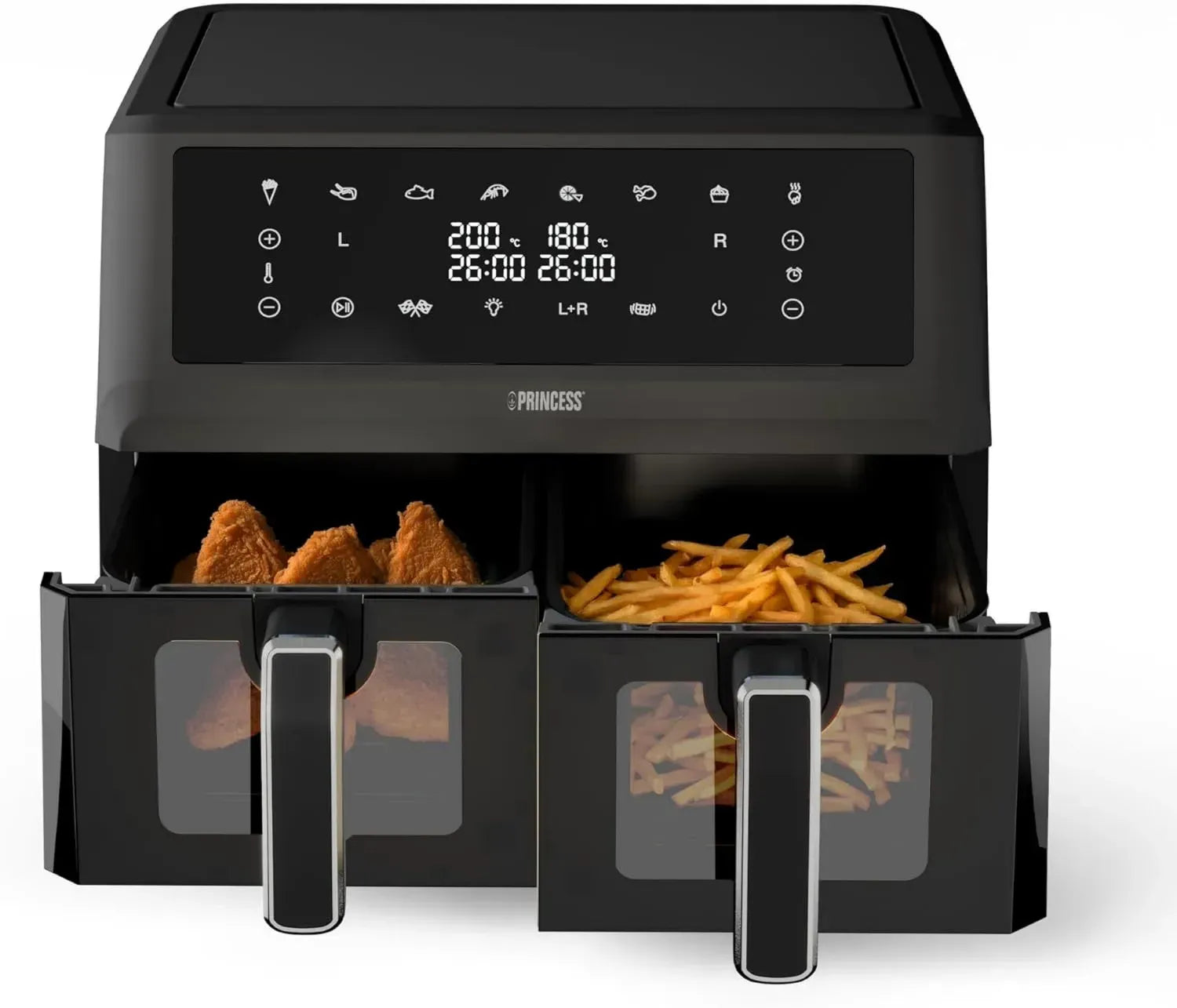Princess XXL Heißluftfritteuse 11 L mit Dualkorb - 8 Programme - BPA- und PFAS-frei - 2400 W