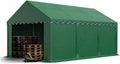 TOOLPORT 4x6 m Industrie-Pavillon mit PVC-Abdeckung, Bodenrahmen und Dachverstärkung, dunkelgrün
