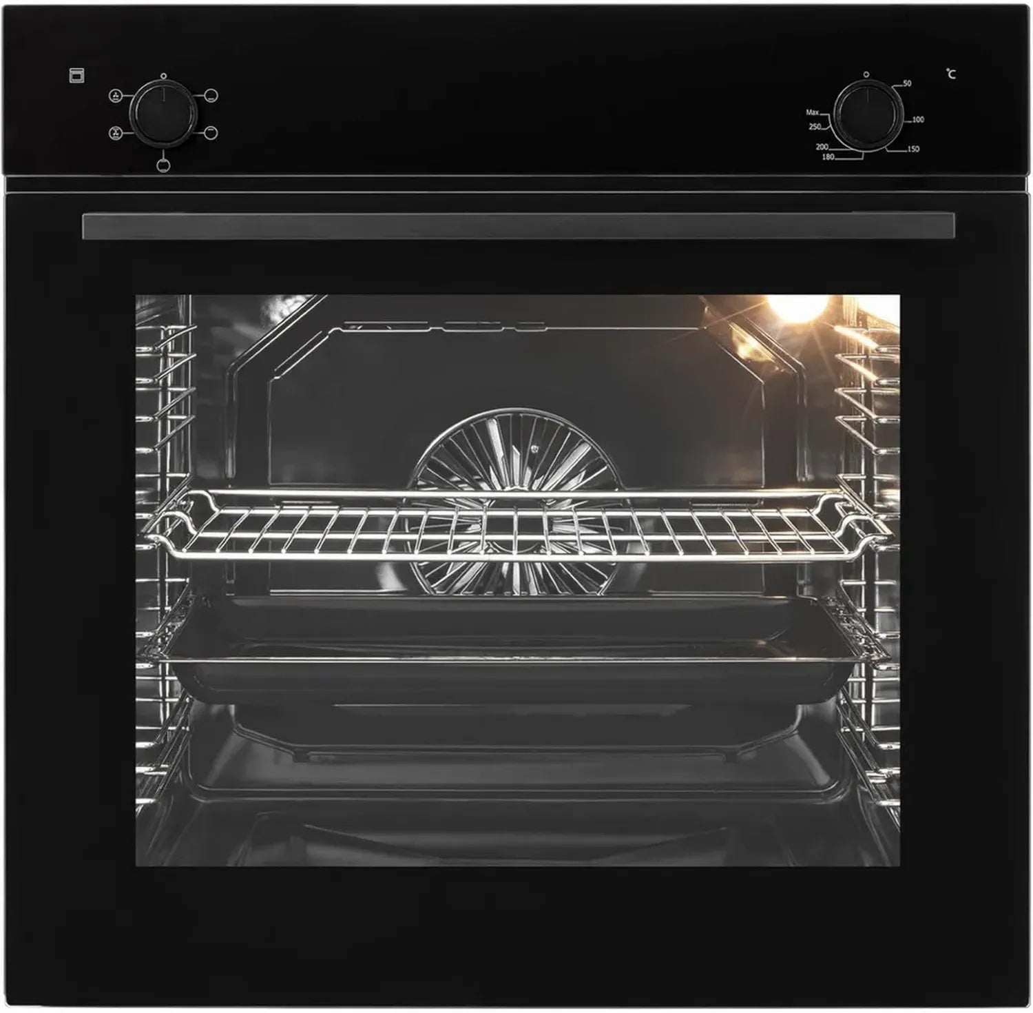 Oranier Einbaubackofen EBS900 – Schwarzer Elektroherd, 80 Liter, 6 Heizarten
