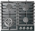 Kaiser Gaskochfeld 60cm, Autarkes Einbaugerät, Schwarzes Glaskeramik-Design, 3,8 kW Wok-Brenner, 4 Flammen, Erdgas und Flüssiggas
