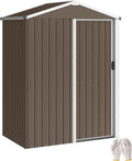 Outsunny Gartenhaus aus Metall, 1,1 m², abschließbare Schiebetür, wetterfester Geräteschuppen, 136 x 87 x 179 cm, ideal für Garten und Hinterhof, Braun