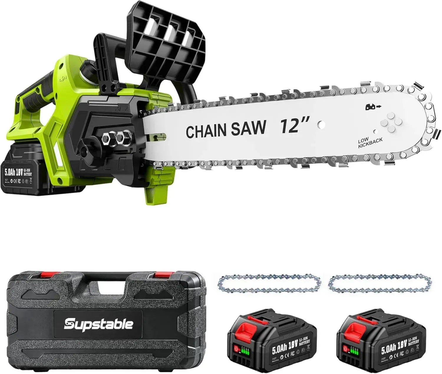 Kabellose Kettensäge 12 Zoll mit 10.000mAh Akku, 1200W, bürstenloser Motor, automatische Schmierung, werkzeuglose Spannung, 30cm Schwert, perfekt für Holz und Bäume