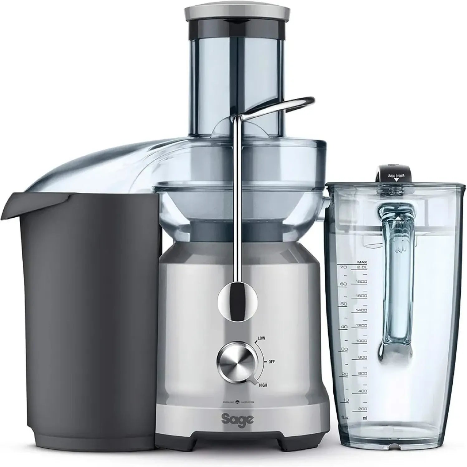Hochleistungsentsafter mit Cold-Spin-Technologie – Effiziente Saftausbeute für Obst und Gemüse, Breite Einfüllöffnung, Leicht zu Reinigen, 1250W, 2L Saftbehälter, Silber