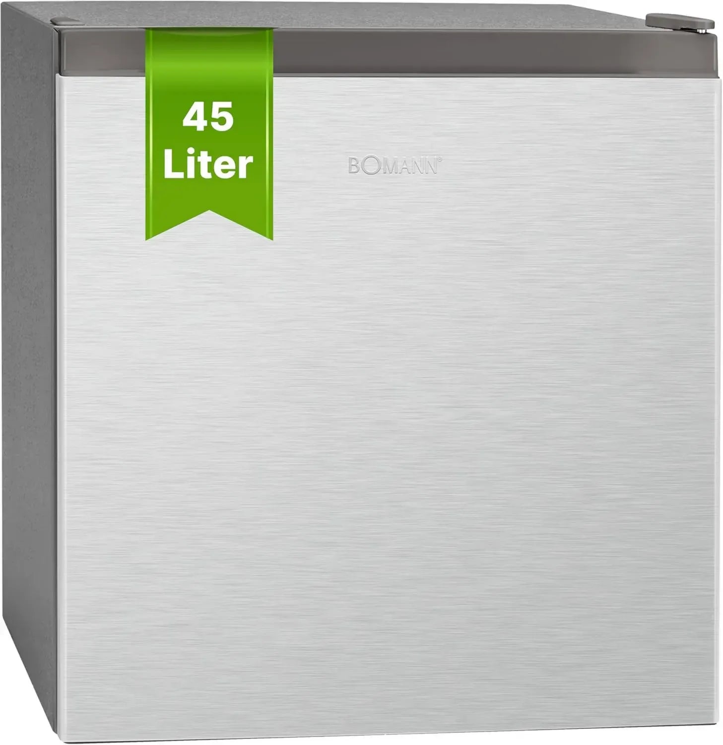 Bomann 45L Mini-Kühlschrank mit Gefrierfach, leiser Kühler für Küche, Büro und Camping, wechselbarer Türanschlag - Kompakter Getränkekühlschrank in Inox