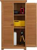 HOMASIS Wetterfester Holz-Gartenschrank mit Verstellbaren Regalen, 87x47x160cm, Outdoor-Gerätehaus mit Asphaltdach