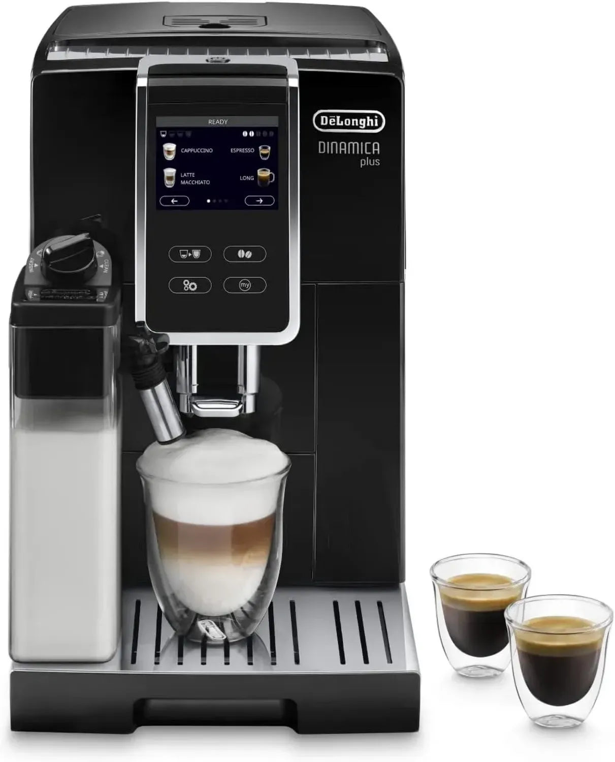 De'Longhi Dinamica Plus Kaffeevollautomat mit LatteCrema System, 3,5 Zoll Touchscreen, App-Steuerung, Kaffeekannen-Modus, schwarz